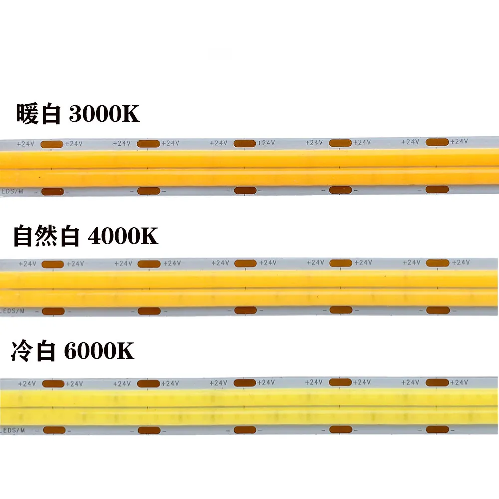  600leds 12V 24V LEDS COB LED شريط ضوء خطوط مزدوجة 